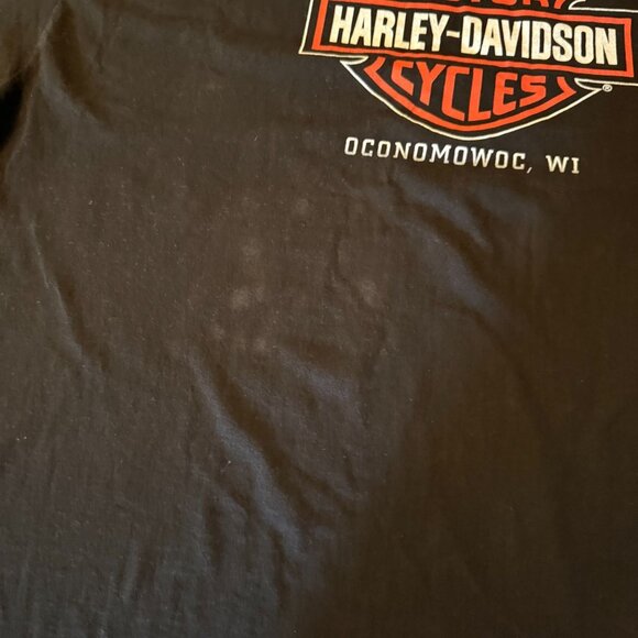 Harley-Davidson Biker Skull T-Shirt Gildan Black Oconomowoc Wisconsin USA‎ 3XL - Picture 5 of 12